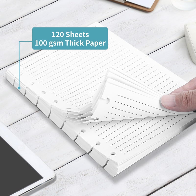 Billtigif Discbound Refill Paper  Disc Paper Refill for Note-Taking System Discbound Planner Inserts with 240 Pages  5 Sheets Dividers White Paper Refill  Junior Size 5.6"" x 8.3 "" - Image 3